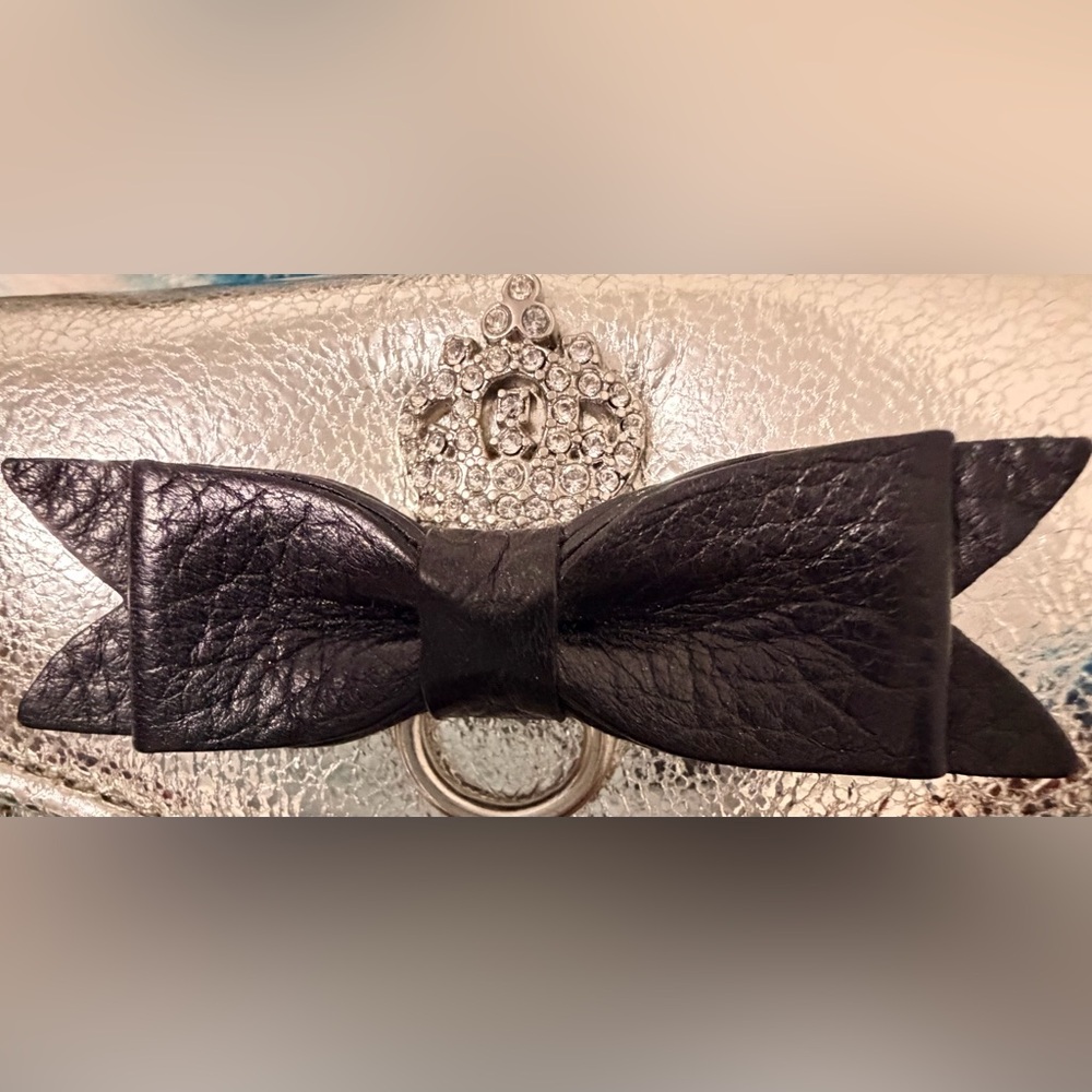 Brighton Glorietta Crossbody Bag Wallet Bow &Coin Purse Silver Adornment Leather - Picture 12 of 17